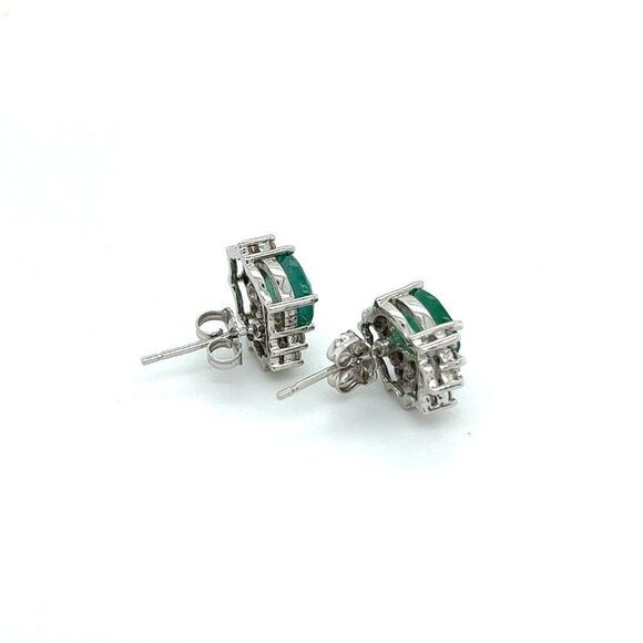 Natural Emerald Diamond Earrings 14k W Gold 2.77 TCW Certified $6,950 211898 - Picture 4 of 7